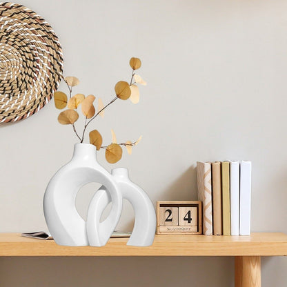 Sleek Ceramic Half Oval Vase - (MVS)