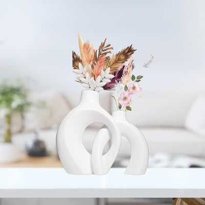 Sleek Ceramic Half Oval Vase - (MVS)