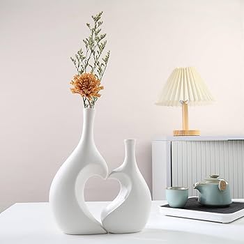 Sleek Ceramic Heart Shape Vase - (MVS)