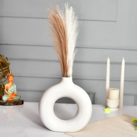 Sleek Ceramic Donut Glaze Vase - 12 Inch (MVS)