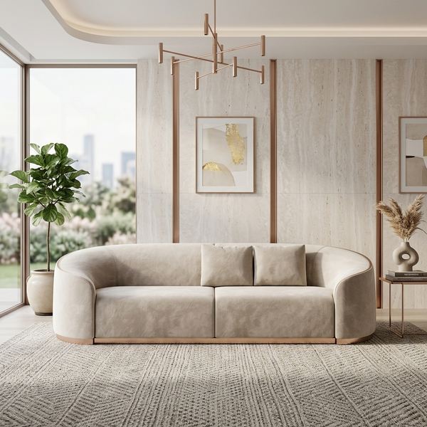 Verona Block-Tufted Bouclé 2-Seater Sofa (2100mm) - (NO)