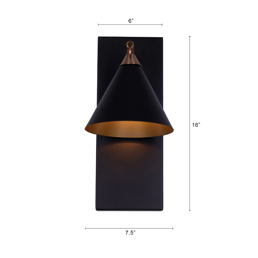 Vesper Mid-Century Conical Sconce Wall Light - 7.5in * 16in (J)