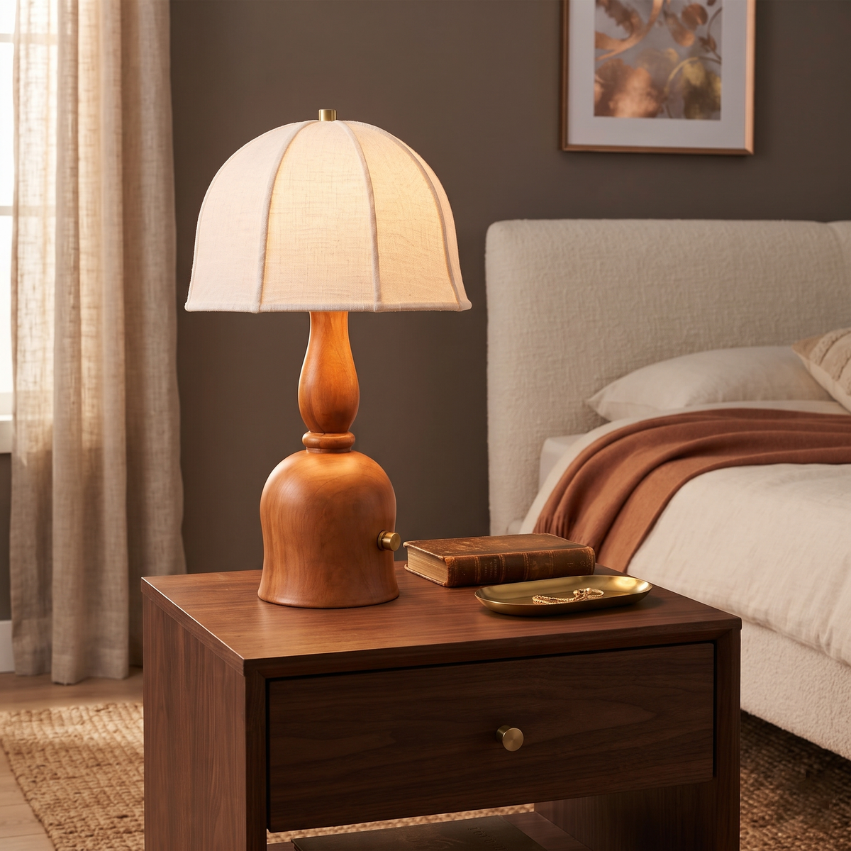 Vintage Rechargeable Wooden Table Lamp (PL)