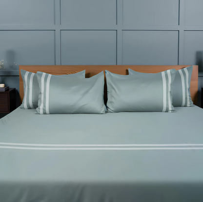 Viviz Aqua Marine (600 TC) - 100% Cotton King-Size Bedsheet + 2 Pillow Covers