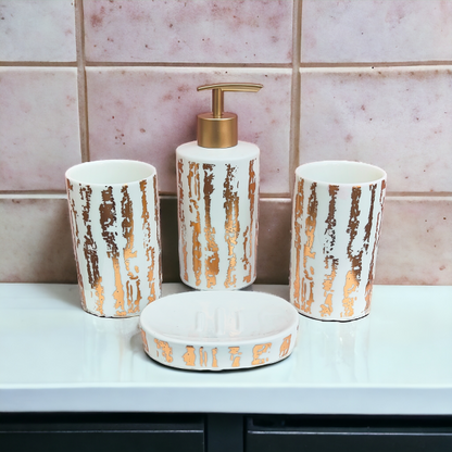 Midnight & Mist Bathroom Accessories Set - 1 Soap Dispenser + Toothbrush Holder + 1 Tumblers + 1 Soap Dish (W)