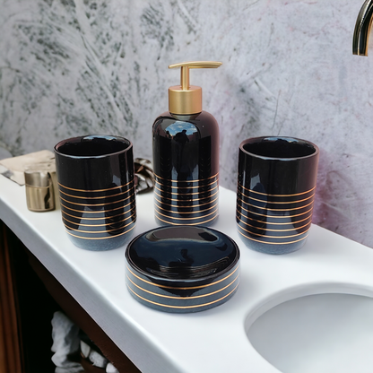 ModaCurve Vanity Bathroom Accessories Set - 1 Soap Dispenser + Toothbrush Holder + 1 Tumblers + 1 Soap Dish (W)