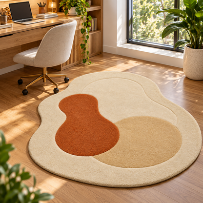 Warm Organic Abstract Rug | Flowing Organic Contours with Minimalist Abstract Pattern (GG)