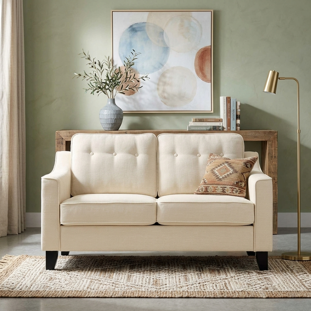 Waza Upholstered Fabric 2-Seater Slope Arm Sofa W 148 x D 84 x H 87 cm - (OT)