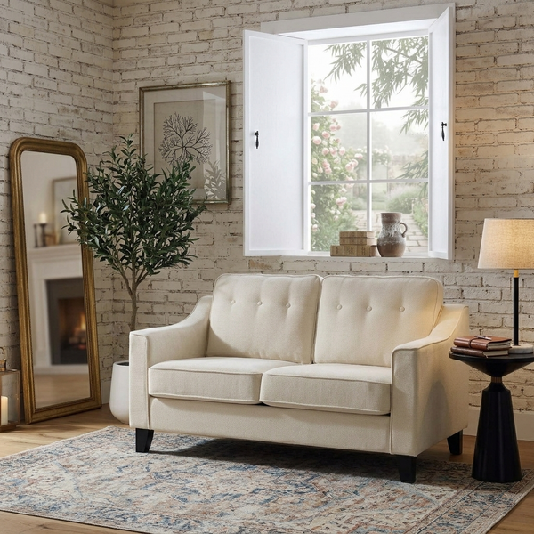 Waza Upholstered Fabric 2-Seater Slope Arm Sofa W 148 x D 84 x H 87 cm - (OT)