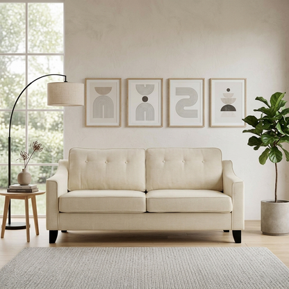 Waza Upholstered Fabric 3-Seater Slope Arm Sofa W 191 x D 84 x H 87 cm - (OT)