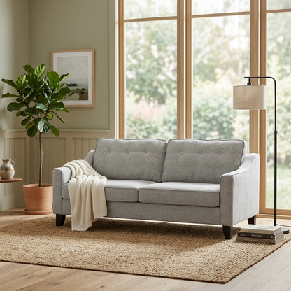 Waza Upholstered Fabric 3-Seater Slope Arm Sofa W 191 x D 84 x H 87 cm - (OT)