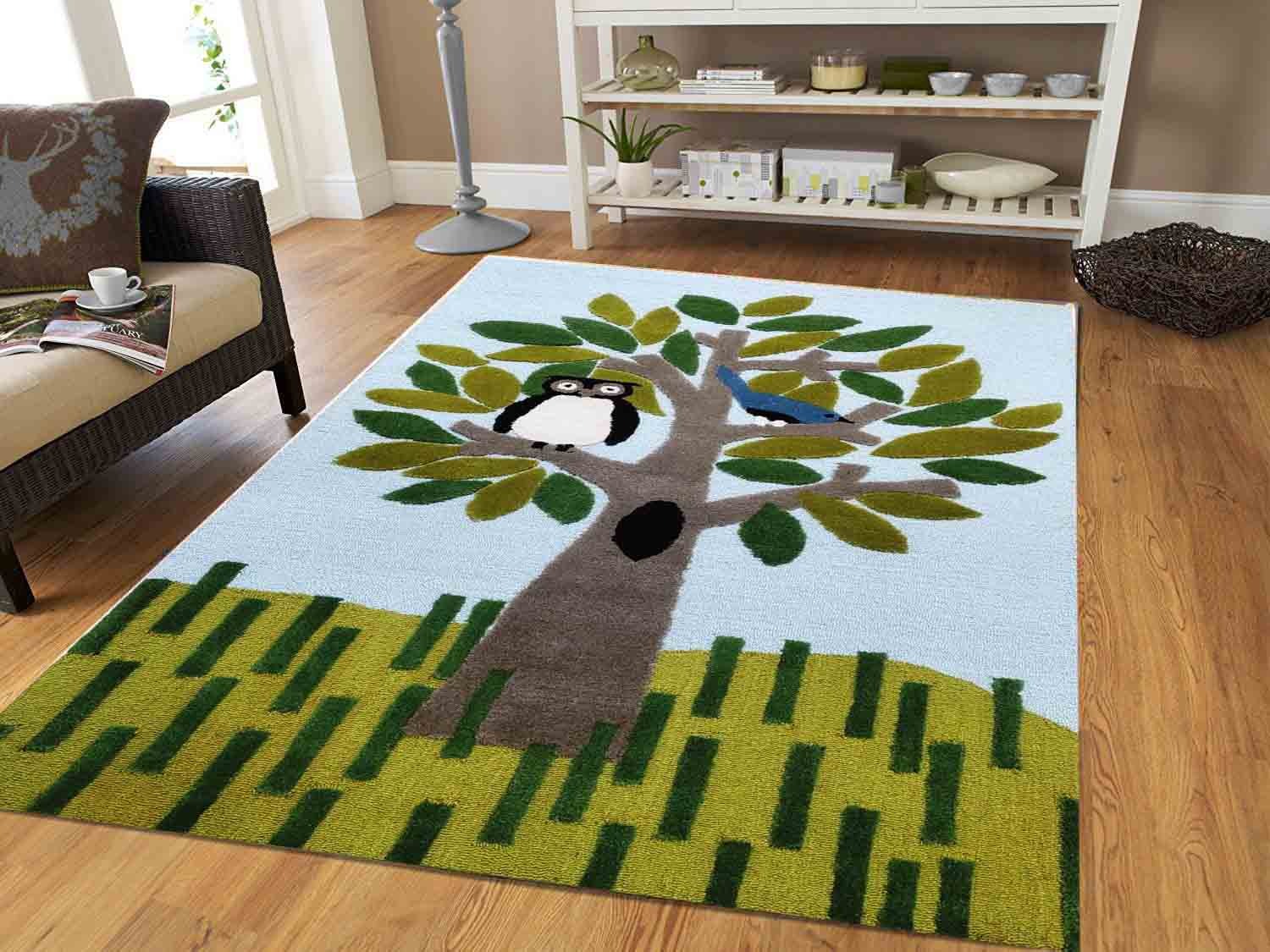Owl Rug (White & Green) - BR Urban Nivasa