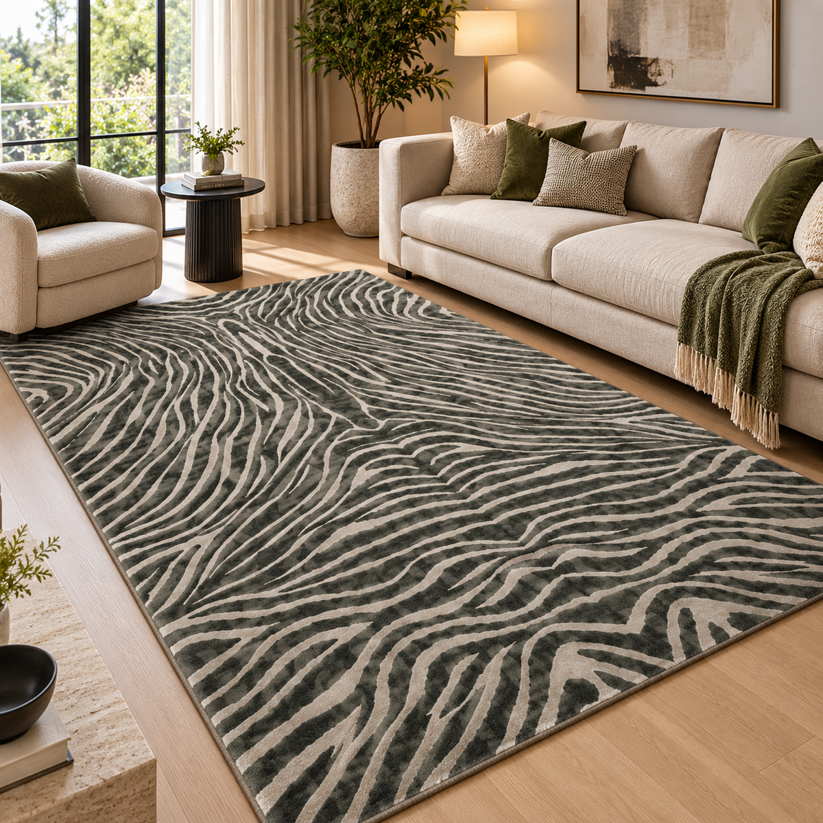 Zebra Stripe New Zealand Wool Rug (GG)