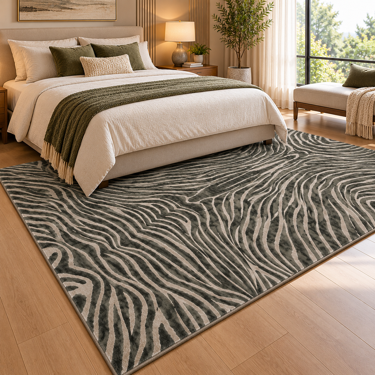 Zebra Stripe New Zealand Wool Rug (GG)