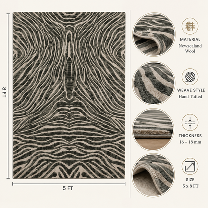 Zebra Stripe New Zealand Wool Rug (GG)