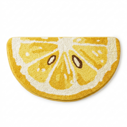Zesty Lemon Slice Tufted Microfiber Half-Moon Anti-Skid Bathroom Mat (45 x 75 cm) - (CD)