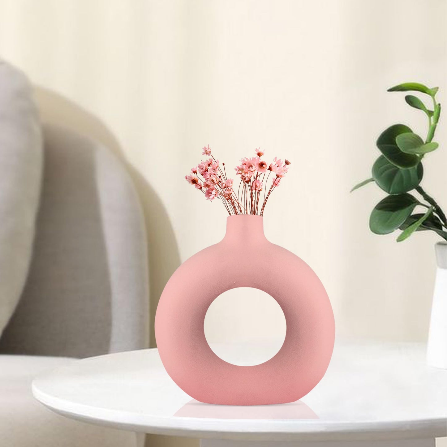 Sleek Ceramic Donut Glaze Vase - 12 Inch (MVS)