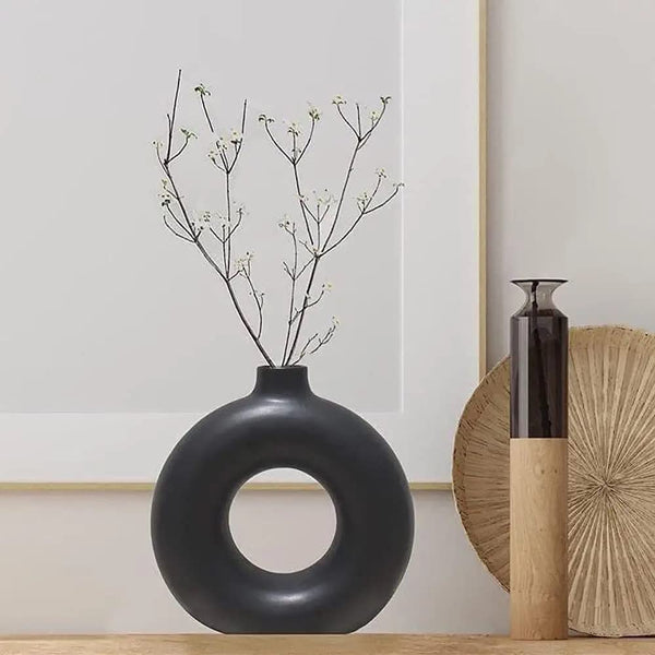 Sleek Ceramic Donut Glaze Vase - 12 Inch (MVS)