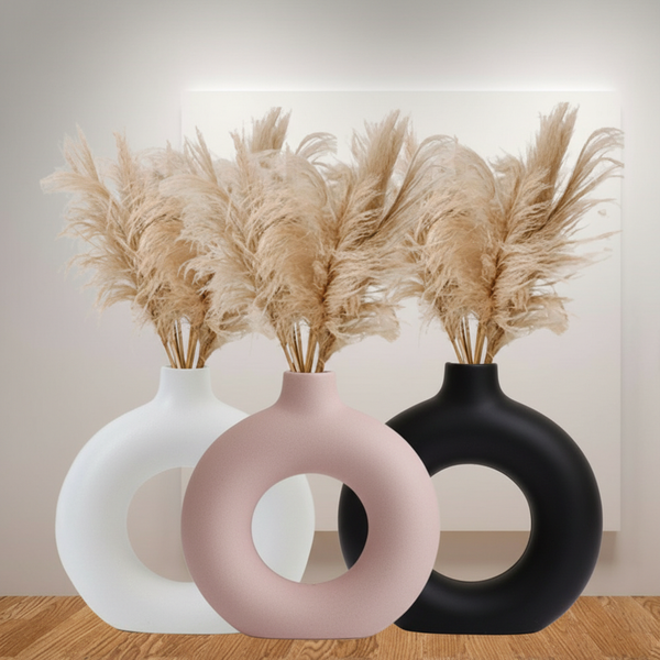 Sleek Ceramic Donut Glaze Vase - 8 Inch (MVS)