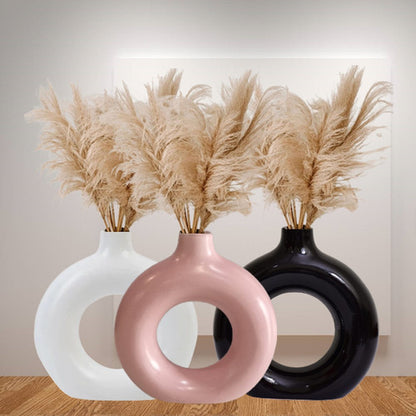 Sleek Ceramic Donut Glossy Vase - 12 Inch (MVS)