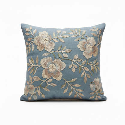 Sage Floral Embroidered Cushion Cover 40*40cms - (TFB)