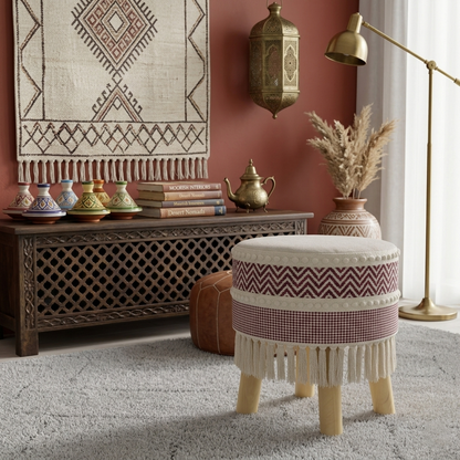 Rustic Farmhouse Round Ottoman - 16*14 inches (TFB)