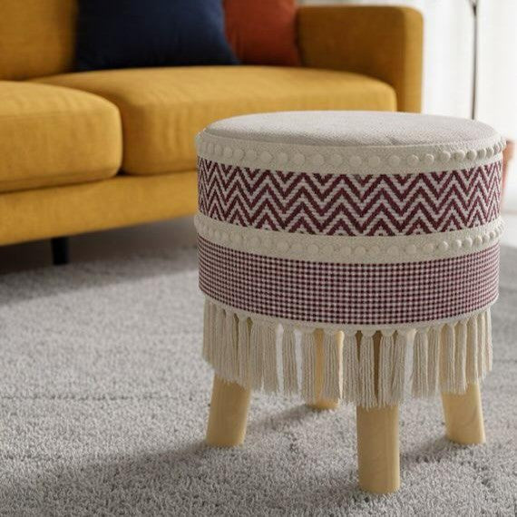 Rustic Farmhouse Round Ottoman - 16*14 inches (TFB)