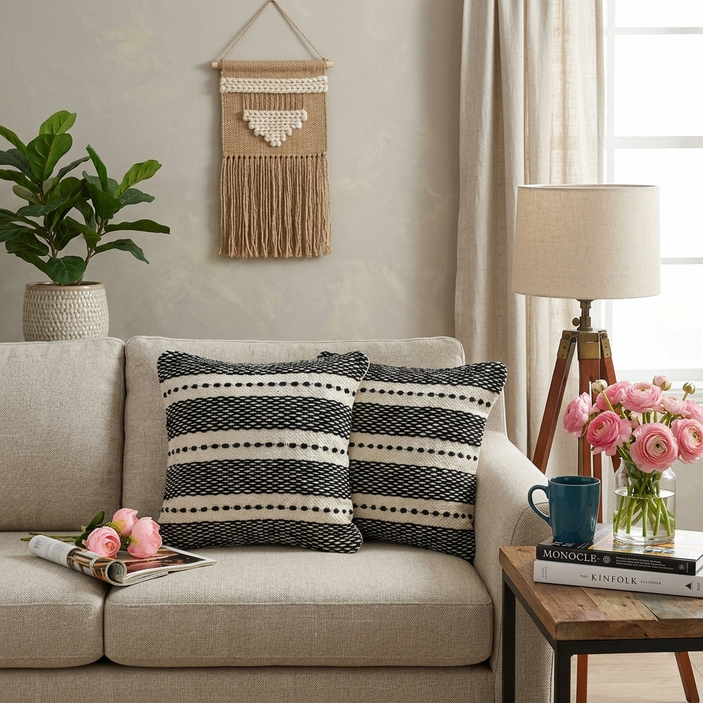 Artisan Hand-Tufted & Woven Cushion Covers - 16*16 inches Set of 2 (TFB)