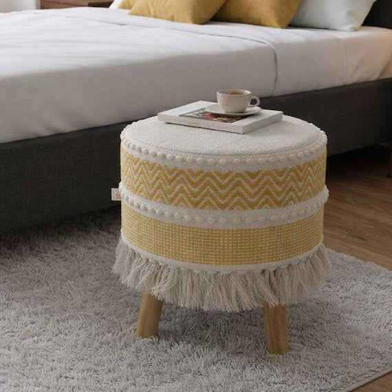 Rustic Farmhouse Round Ottoman - 16*14 inches (TFB)
