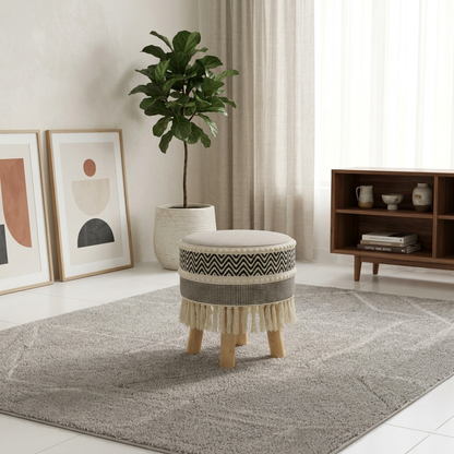 Rustic Farmhouse Round Ottoman - 16*14 inches (TFB)