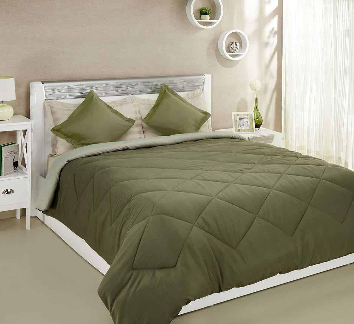 Soliano Diamond Style Single Plain Colour Reversible Comforter - 100% Micro Polyester & 200 GSM Fiber Filling (BC)