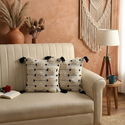 Artisan Hand-Tufted Monochrome Cushion Covers - 16*16 inches Set of 2 (TFB)