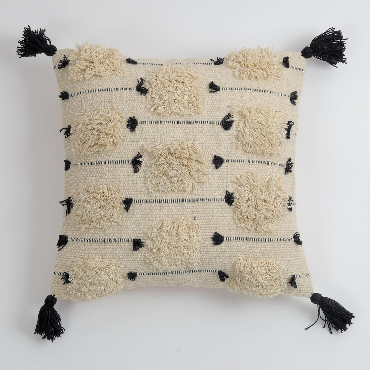 Artisan Hand-Tufted Monochrome Cushion Covers - 16*16 inches Set of 2 (TFB)