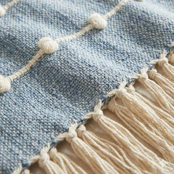 Textured Pom-poms Tufted Cotton Throws - 50*60 inches (TFB)