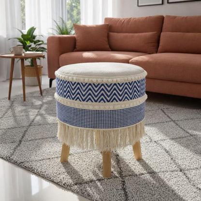 Rustic Farmhouse Round Ottoman - 16*14 inches (TFB)