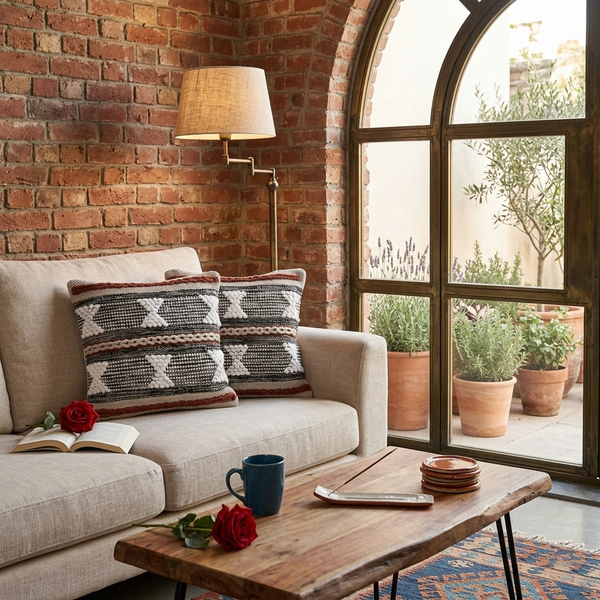 Tribal Motif Hand-Tufted Cushion Covers - 16*16 inches Set of 2 (TFB)