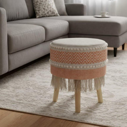 Rustic Farmhouse Round Ottoman - 16*14 inches (TFB)