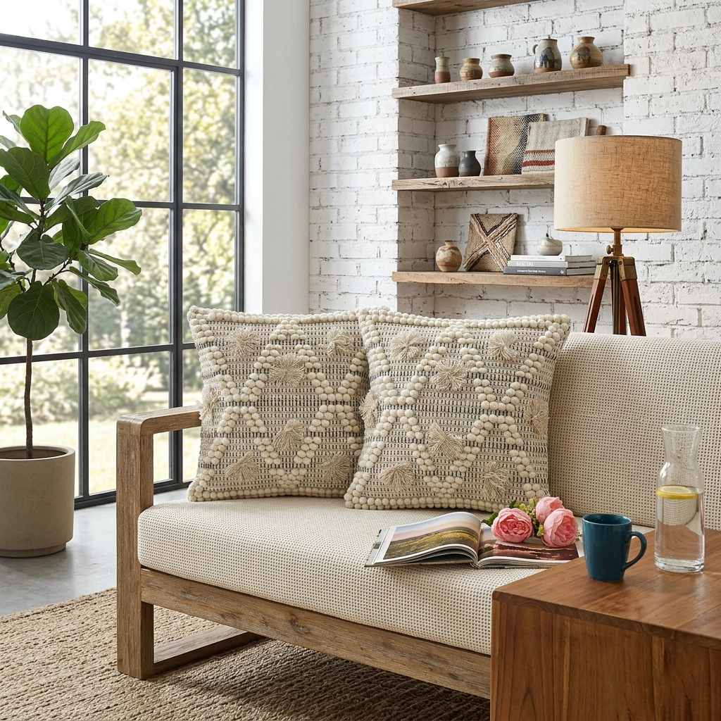 Coastal Elegance Tufted Cushion Covers - 16*16 inches Set of 2 (TFB)