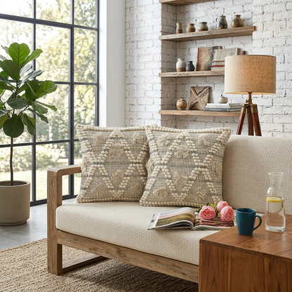 Coastal Elegance Tufted Cushion Covers - 16*16 inches Set of 2 (TFB)