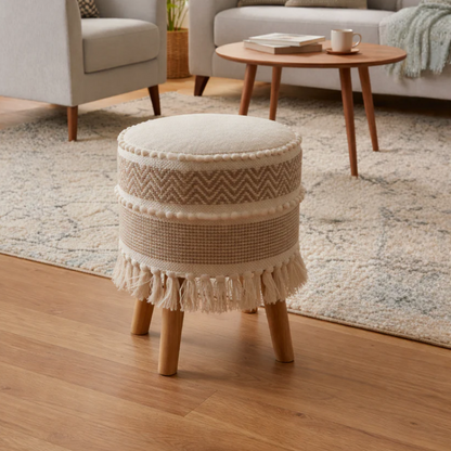 Rustic Farmhouse Round Ottoman - 16*14 inches (TFB)