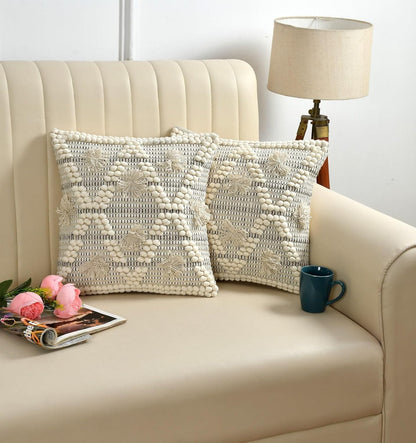 Coastal Elegance Tufted Cushion Covers - 16*16 inches Set of 2 (TFB)