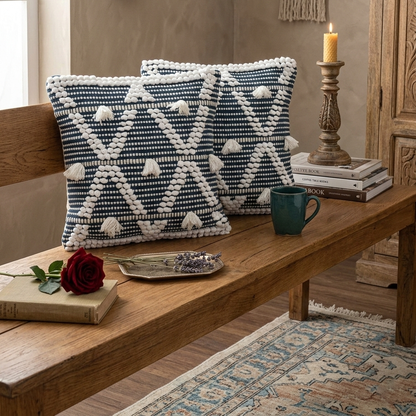 Coastal Elegance Tufted Cushion Covers - 16*16 inches Set of 2 (TFB)
