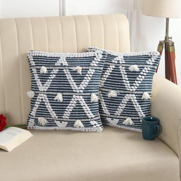 Coastal Elegance Tufted Cushion Covers - 16*16 inches Set of 2 (TFB)