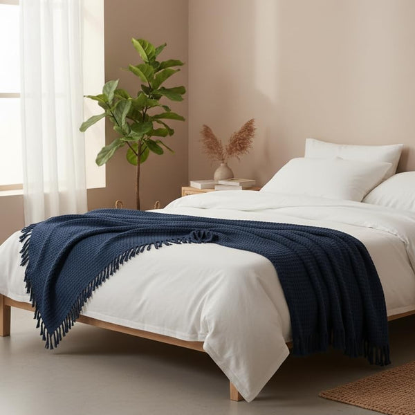 Waffle Weave Tassel Throws - 50*60 inches (TFB)