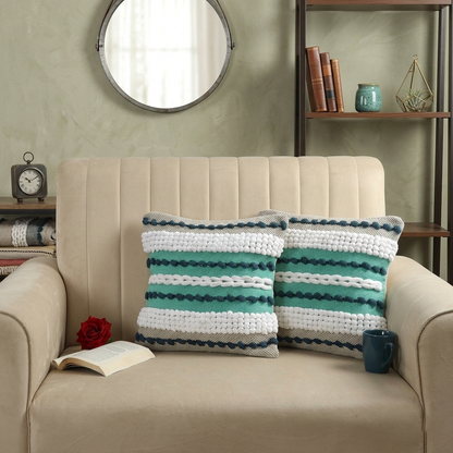 Sophisticated Slate Grey Hand-Tufted Cushion Covers - 16*16 inches Set of 2 (TFB)