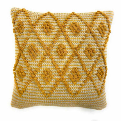 Sunshine Yellow Diamond Hand-Tufted Cushion Covers - 16*16 inches Set of 2 (TFB)