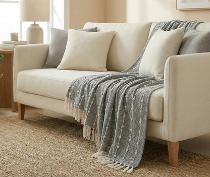 Textured Pom-poms Tufted Cotton Throws - 50*60 inches (TFB)