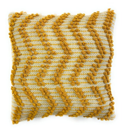 Graphic Yellow Chevron Hand-Tufted Cushion Covers - 16*16 inches Set of 2 (TFB)