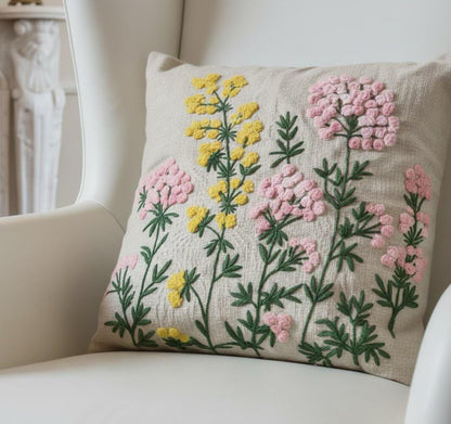 Hand Embroidered Floral Cushion Cover 40*40cms - (TFB)