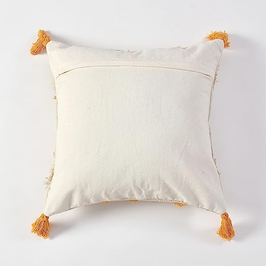 Vibrant Ochre & Tassel Hand-Tufted Cushion Covers - 16*16 inches Set of 2 (TFB)